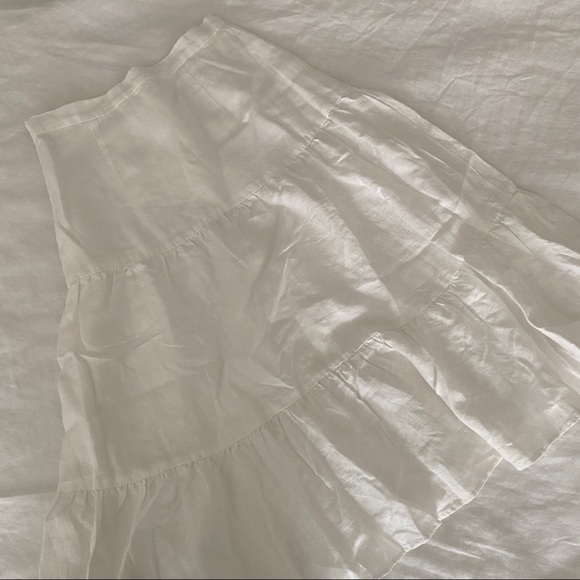 NWOT Aritzia Wilfred Atone White Linen Tiered Midi Skirt - Picture 2 of 3